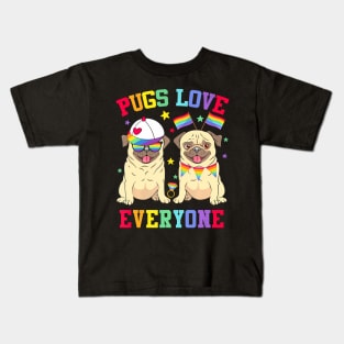 Pride Parade Pugs Love Everyone LGBT Pugs Gay Pride LGBT Kids T-Shirt